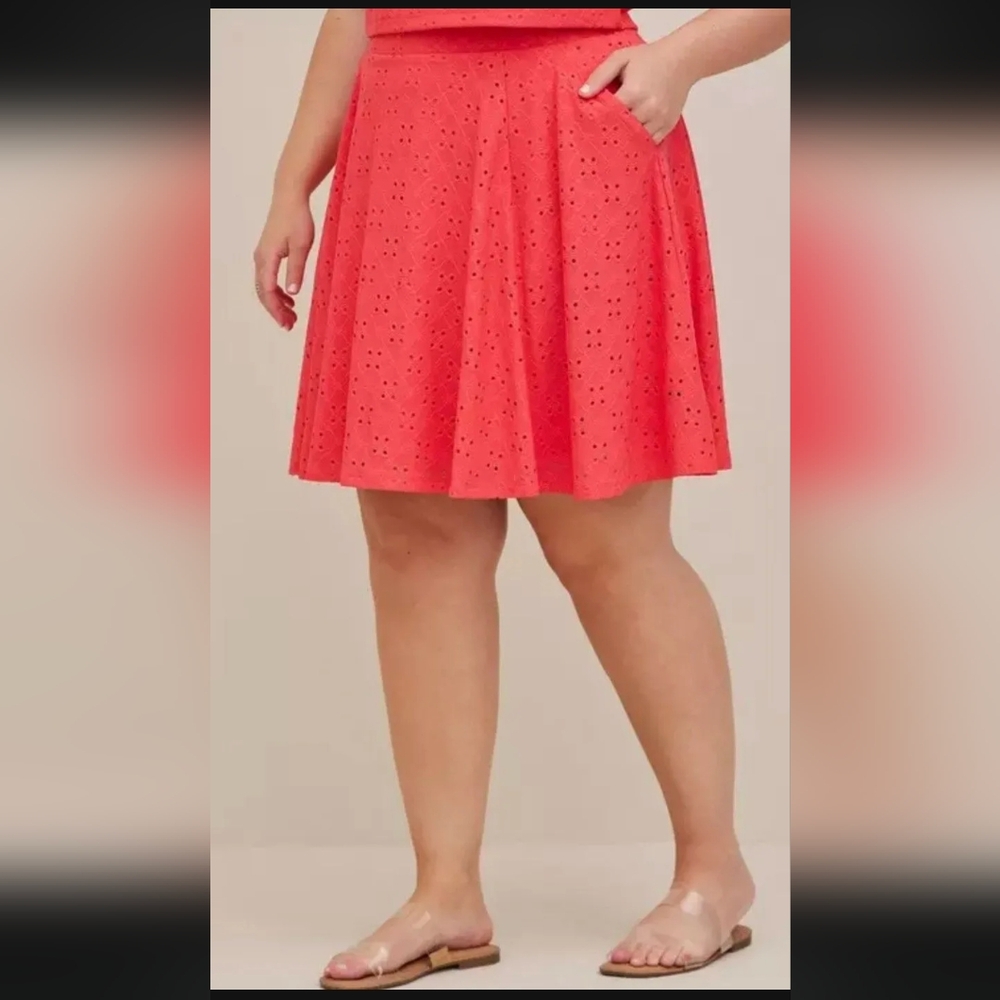 Torrid Coral‎ Eyelet A-Line Skirt Size 4X
